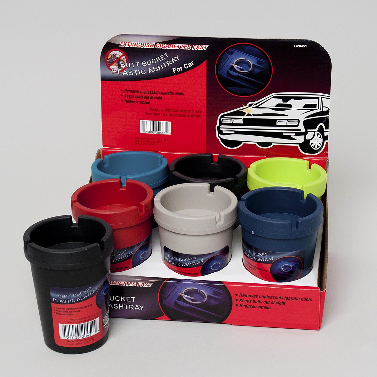 Amazon | 3個のプラスチックバケツ型灰皿 多色詰め合わせ 4-1/4インチ