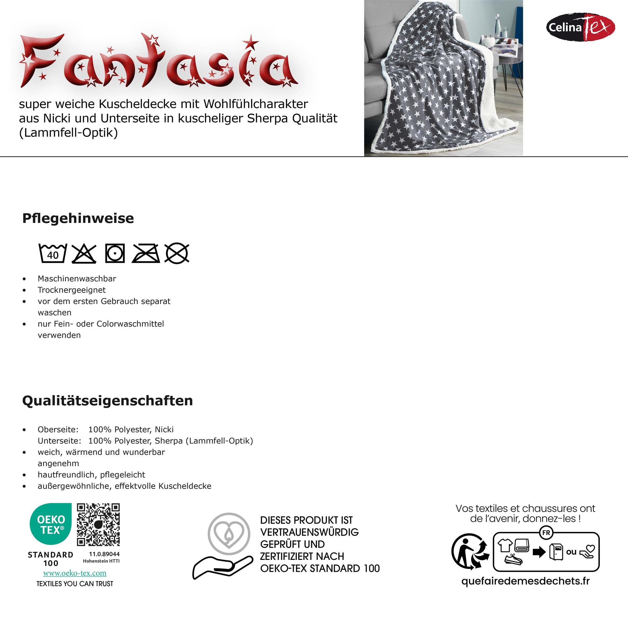 CelinaTex Kuscheldecke XXL 220 x 240 cm beige weiß Felldecke Imitat Wendedecke Nicki Fell Optik Fleece Wohndecke, Sofadecke, Geschenk für Frauen, warm - Oeko-TEX Fantasia
