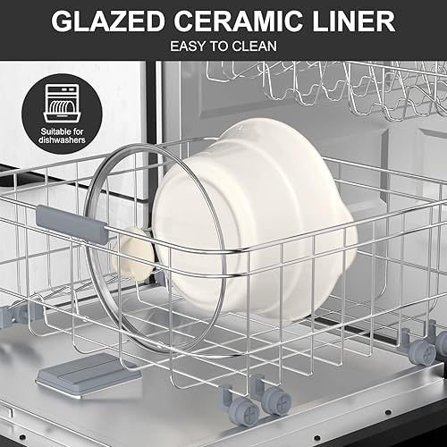 Miniatura 6 de Magnifique - Calentador de alimentos manual redondo de 5 cuartos de galón con 3 ajustes de cocción, perfecto para cocina, pequeño electrodoméstico