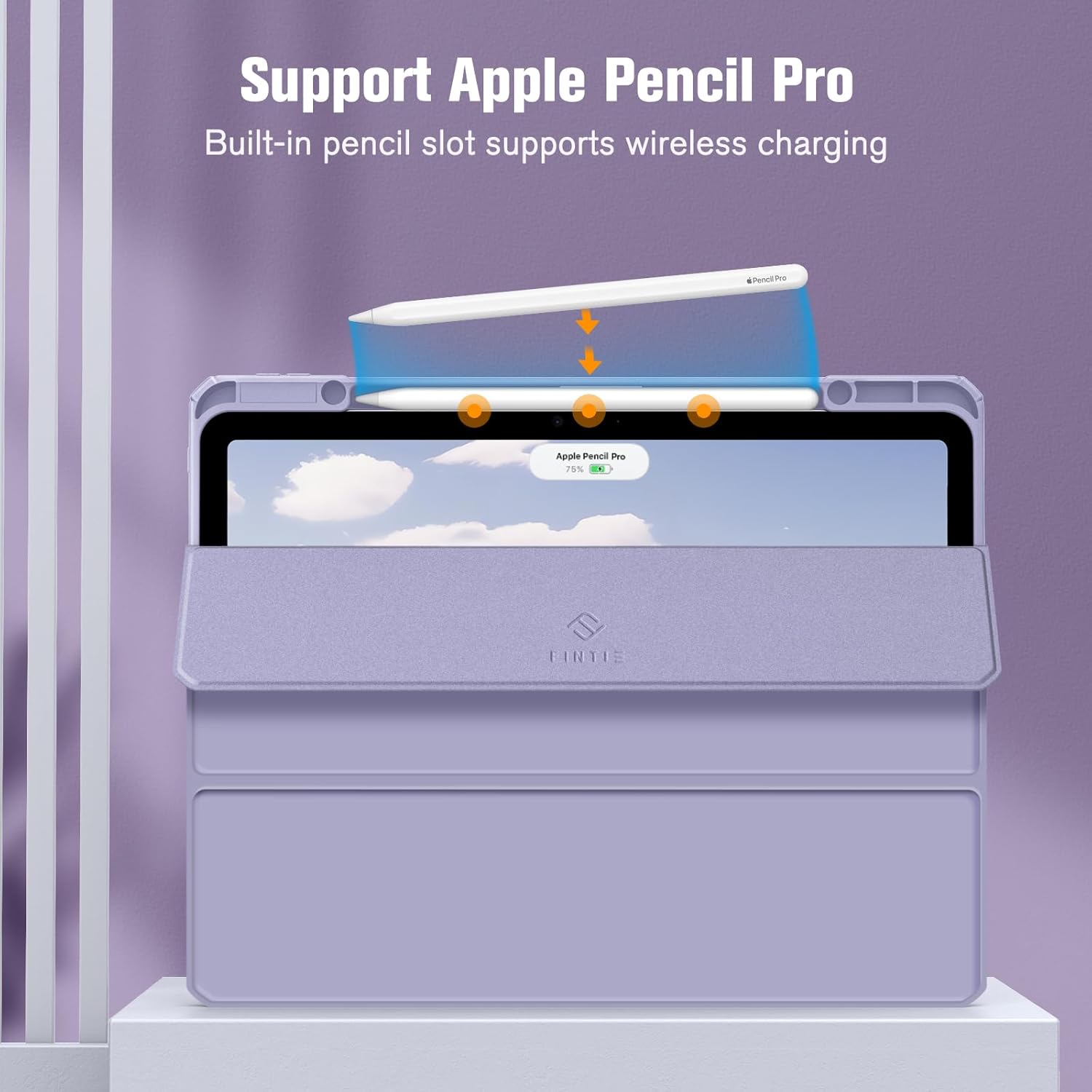 Fintie Bundle: Fintie Hybrid Slim Case for iPad Air 13-inch (M2) 2024, [Built-in Pencil Holder] Shockproof Cover Clear Transparent Back Shell + [2-Pack] Tempered Glass Screen Protector