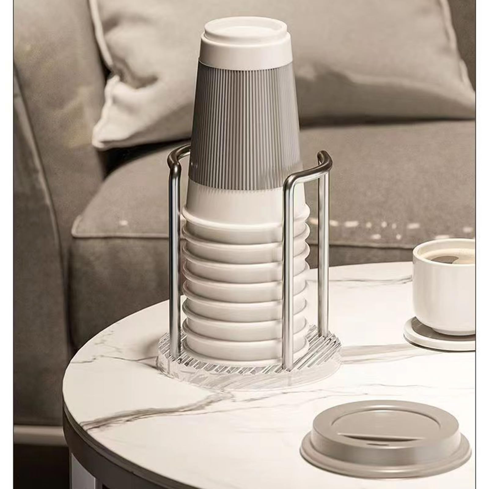 BORDSTRACT Portabicchieri USA e Getta, Portabicchieri a 4 Griglie, Dispenser per Bicchieri in plastica Organizzatore da banco per caffè e Latte Tea Shop