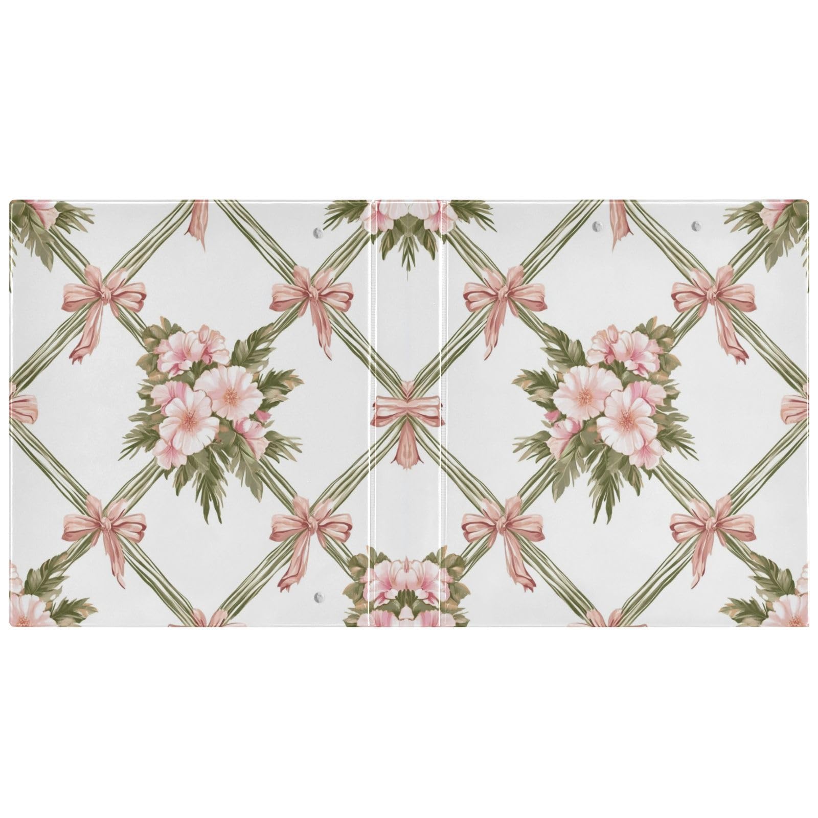 Raccoglitore ad anelli con 3 anelli da 3,8 cm, con fiocchi e mazzi di fiori, con clip in metallo, organizer per casa e ufficio, confezione da 2