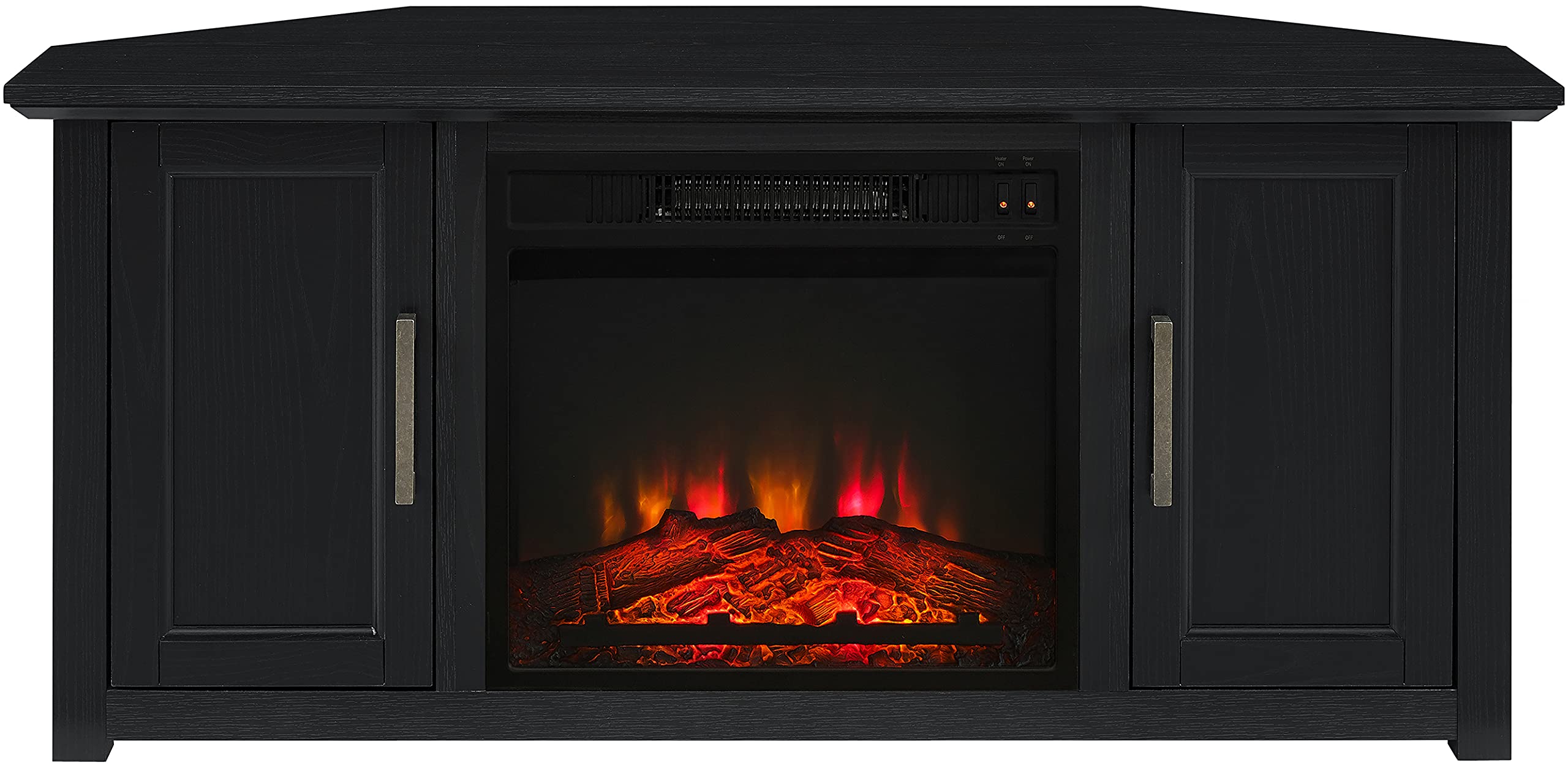 Crosley Furniture KF100648BK Camden 48-inch Corner TV Stand with Electric Fireplace, Black