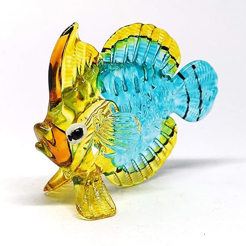 Miniatura 6 de ZOOCRAFT Estatua de cristal de pescado azul coleccionable costera en miniatura soplada a mano