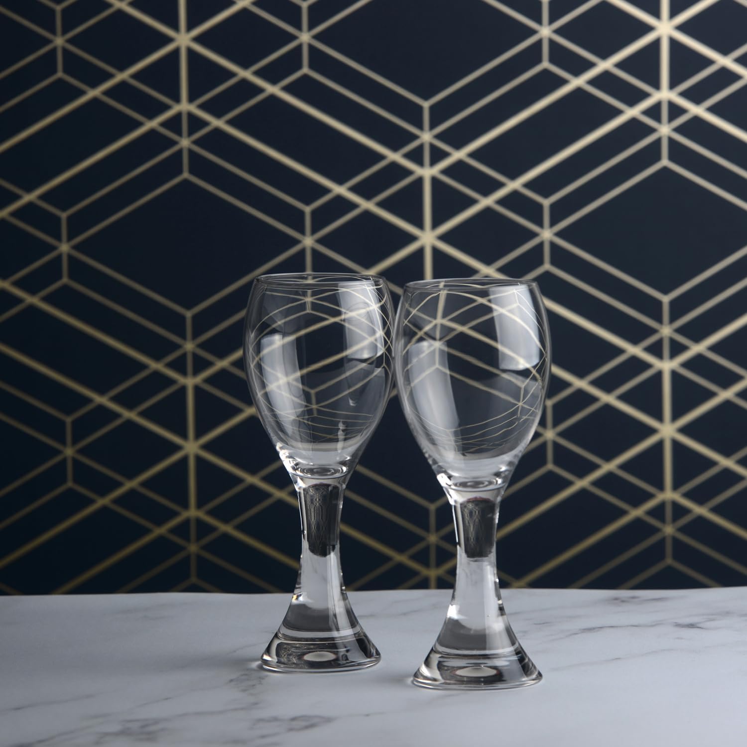 Anton Studio Designs Manhattan Handmade Wine Glasses Perfect for Wine, Water, or Beverages - 10 oz - Clear - Set of 2 Elegant Wine Glasses