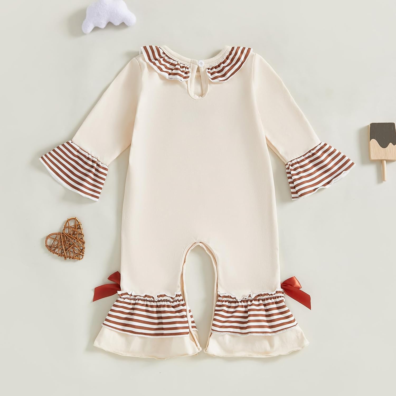 Newborn Baby Girl Outfit Farm Cow Long Sleeve Romper Jumpsuit Smocked Bubble Clothes Fall - Image 2