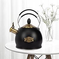 Vista 4 de Tetera Silbante de Acero Inoxidable, Tetera para Estufa de Inducción, Olla para Té de Ebullición Rápida para Calentar Agua 2.6 Cuartos