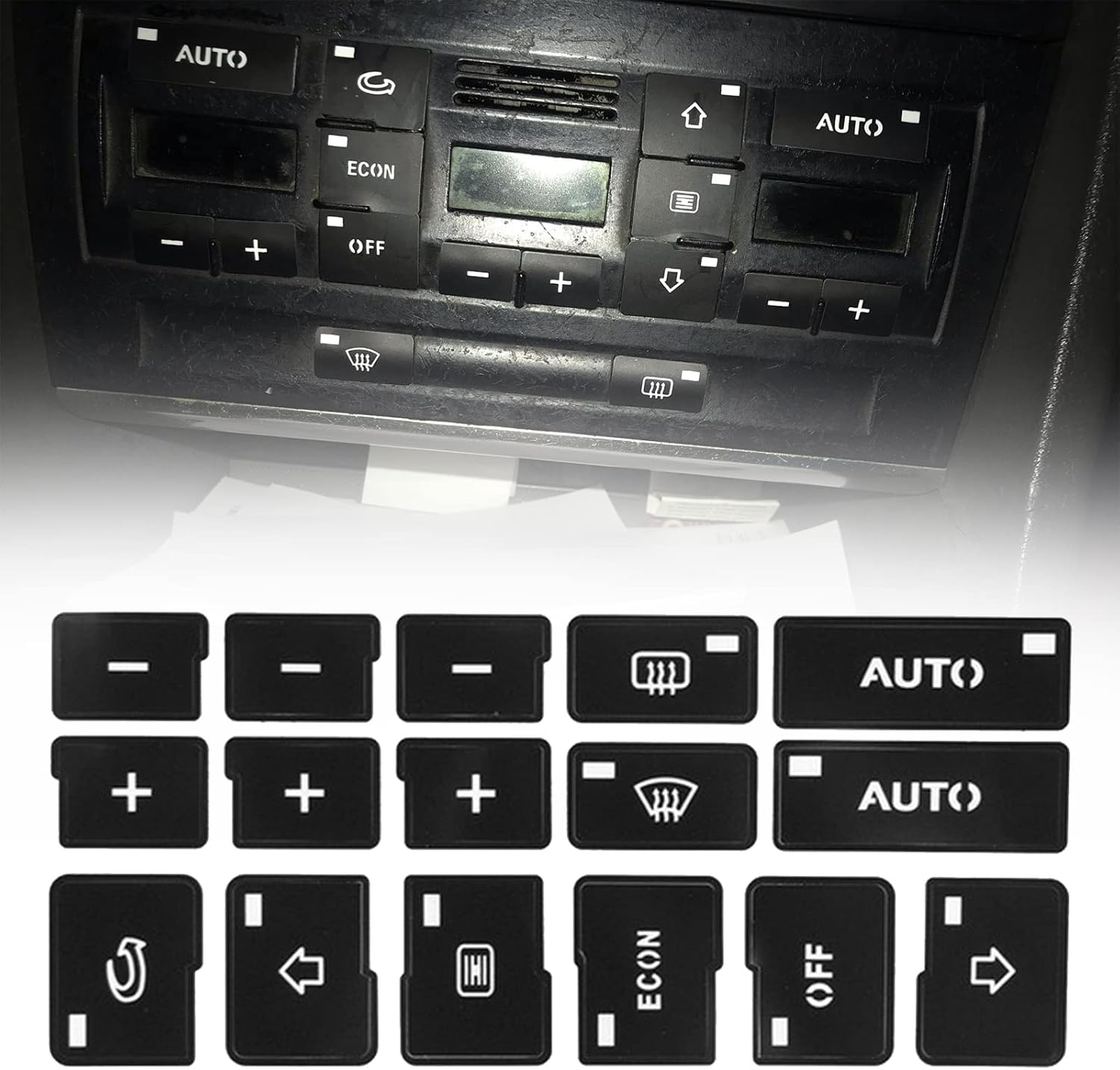 Dash Button Repair Kit -1 Set Car Air Condition Radio + AC Climate Control Button Repair Stickers Decals for Audi A4 B6 B7 2000 2001 2002 2003 2004