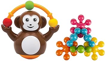 Funskool Star Links, Multicoloured Interlocking Learning Educational Blocks, Improves Creativity and Construction Blocks & Above, Infant and Preschool Toys & - Push N Crawl Monkey, Activity Toy