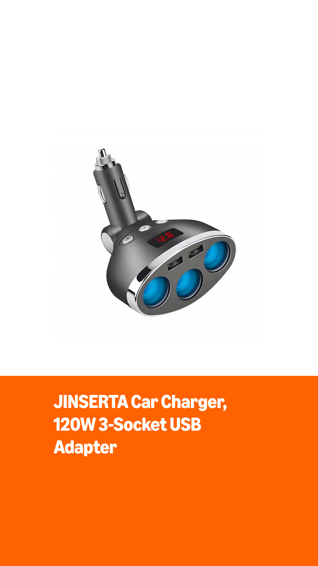 3 socket cigarette lighter adapter EUGIZMO 12V Car Socket, 200W Cigarette Lighter Plug Splitter USB Charger 12 Volt Socket Power Outlet Auxiliary cell phone 3 in 1 Dual USB