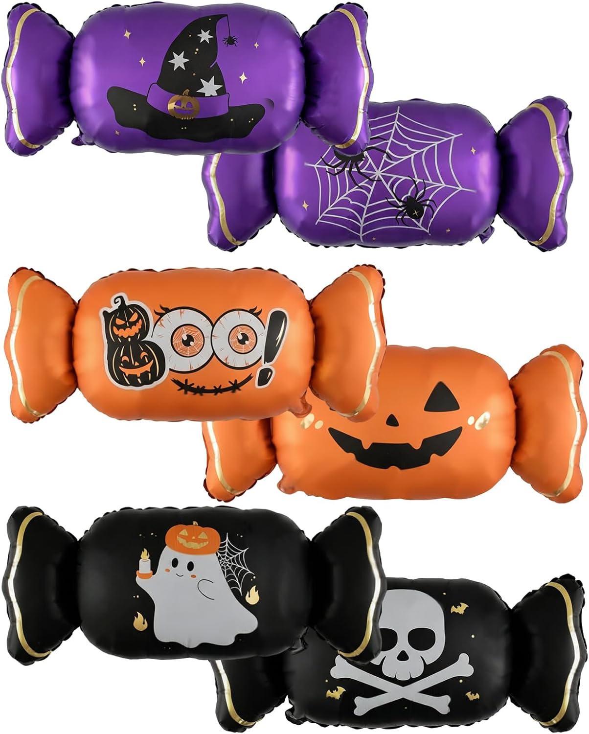 6pcs Halloween Candy Balloons & Skeleton ghost Foil Balloon for Party ﻿