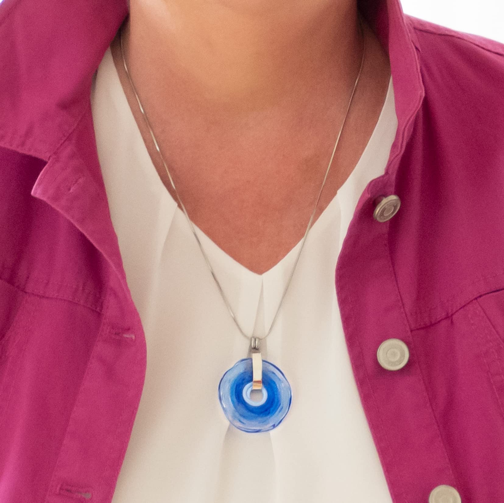 Elegante Kette mit einzigartigem Schmuckanhänger aus Murano-Glas/Glas-Wechsel-Schmuck/Unikat handmade/Personalisiertes Geschenk für Sie zum Jahrestag Geburtstag Muttertag (Rot)