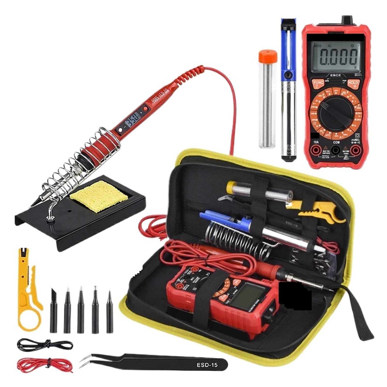 Saldatore Elettrico Da 80 W LCD A Temperatura Regolabile Con Punte E Kit For Di Qualità Facile Saldatura Fluida(Red kit-01)