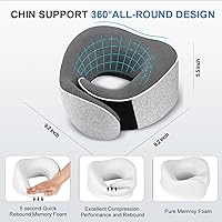 Vista 5 de Almohada de viaje TALLGO, la mejor almohada cervical de espuma viscoelástica, soporte de cabeza, almohada suave de apoyo para la cabeza para dormir
