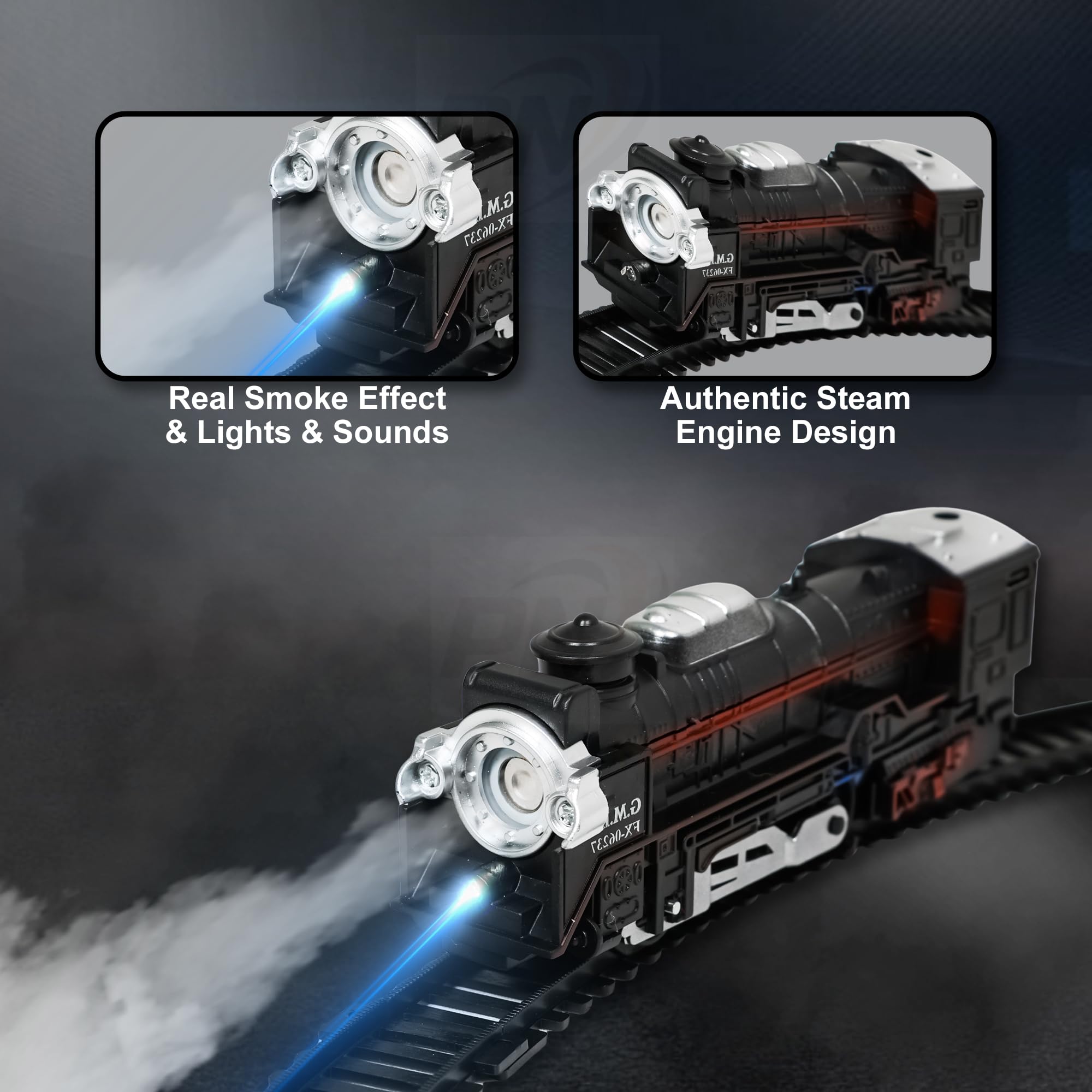 PN AVAN Indian Passenger Toy Train Set Rechargeable C Type pin Water Spray Smoke Train Railway Tracks for Kids 3+ Years Small Passenger Train (Black Pack of 1 pcs) - Image 3 thumbnail