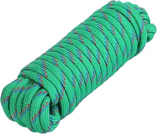 MaxxHaul 50227 3/8" x 50 ft Diamond Braided Rope - Extra Strength Nylon, Sunlight & Weather Resistant, Multicolor Utility Cord