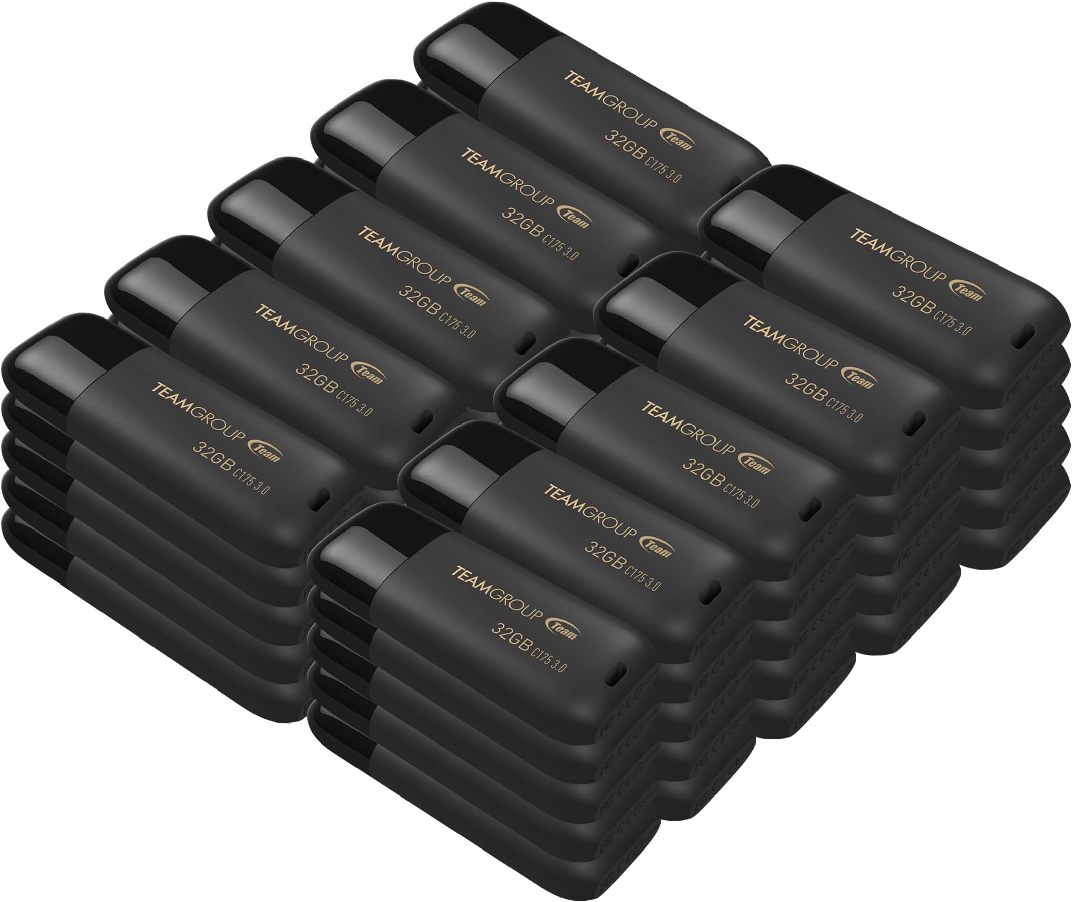 TEAMGROUP C175 32GB 50 Pack USB 3.2 Gen 1 (USB 3.1/3.0) Flash Thumb Drive, External Data Storage Memory Stick Compatible with Computer/Laptop Matte Black TC175332GB25