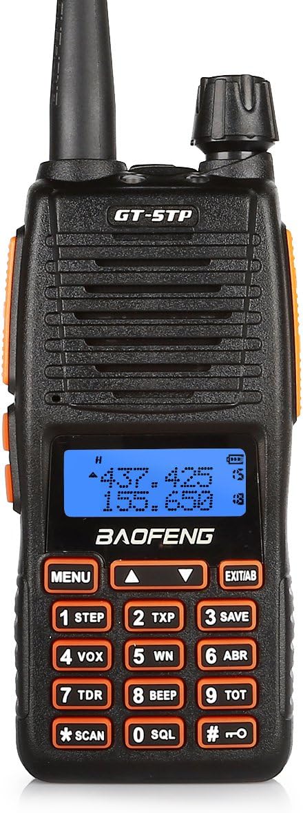 Baofeng High Power Ham Radio Handheld GT-5TP, 8W Portable Walkie Talkies with 2000mAh Battery, Dual Band Two Way Radio with Dual PTT, Black