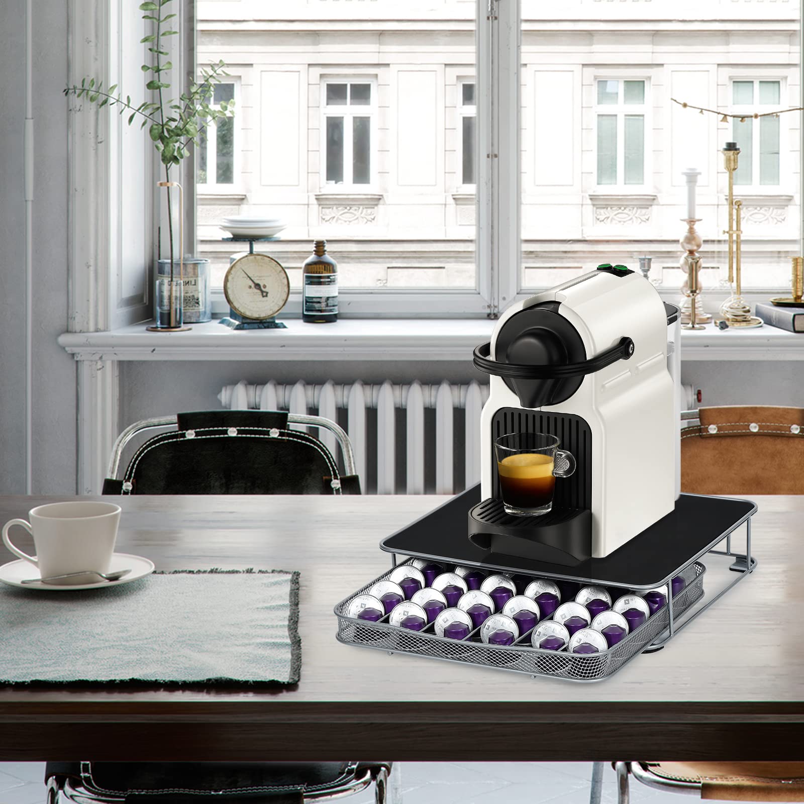 Stylischer Nespresso Kapselhalter Aus Metall - Silberner Organizer Für 30 Kaffeekapseln