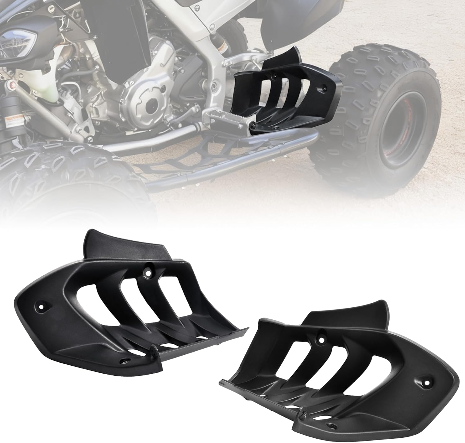 Heel Guard for Yamaha Raptor 700, Left & Right Back Foot Rest Mud Guards Footwell Fender Flap for Yamaha Raptor 700 700R 2013-2026 Accessories, Replace OEM #1PE-F1691-00-00, 1PE-F1621-00-00