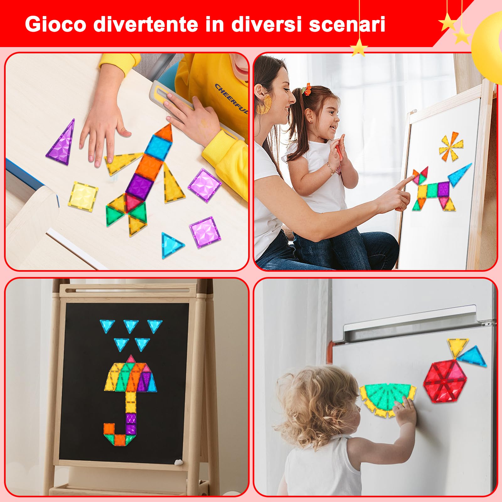 NorthBeland Costruzioni Magnetici per Bambini 3 Anni, 68 Pezzi 3D Costruzioni Magnetiche Blocchi Magneti Bambini