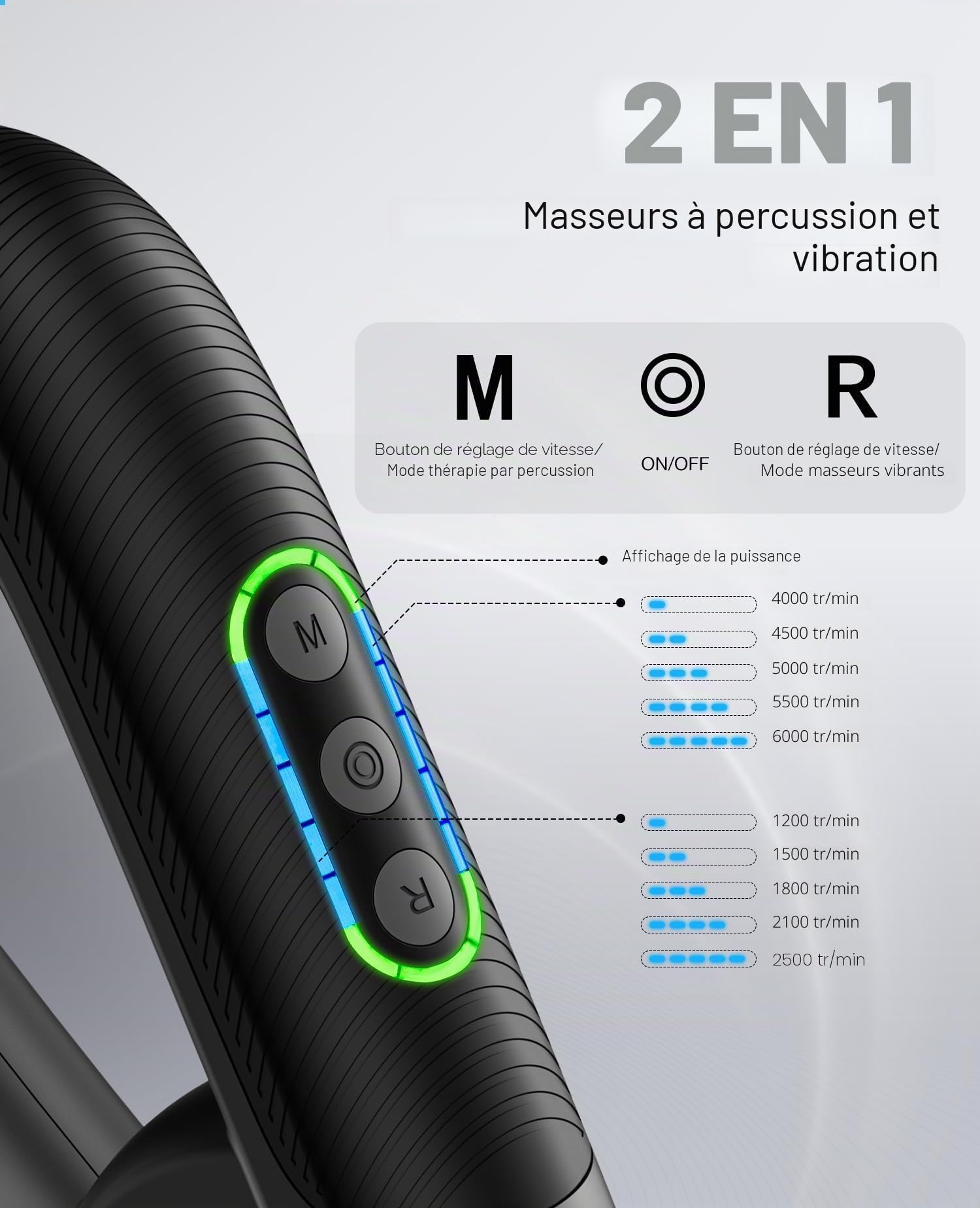 HYAKO R3 Pro Pistolet de massage 3 en 1 Amplitude 16 mm + Appareil de massage vibratoire à haute fréquence – Pistolet de massage musculaire des tissus profonds, soulage les douleurs musculaires et