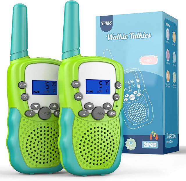 Kearui Walkie Talkie Kids Toys for 3-12 Years Old, Kid Walkie Talkie 8 Channels for 4 5 6 7 8 Year Girls with VOX Function, Flashlight, Long Range Walkie Talkies for Adventure, Camping, Hiking (Green)