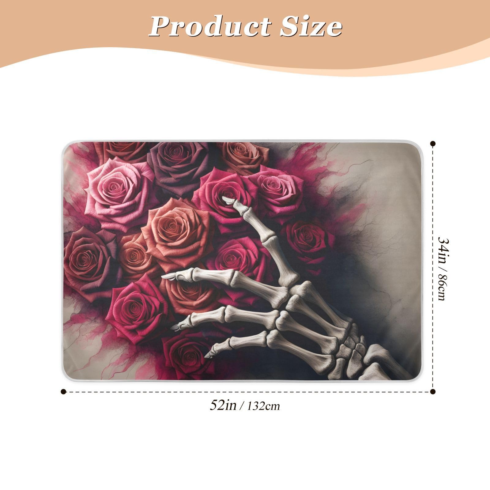 Skull Hand Rose Magenta Pee Pad for Bed, Reusable Incontinence Pads, Protective Pads for Bed