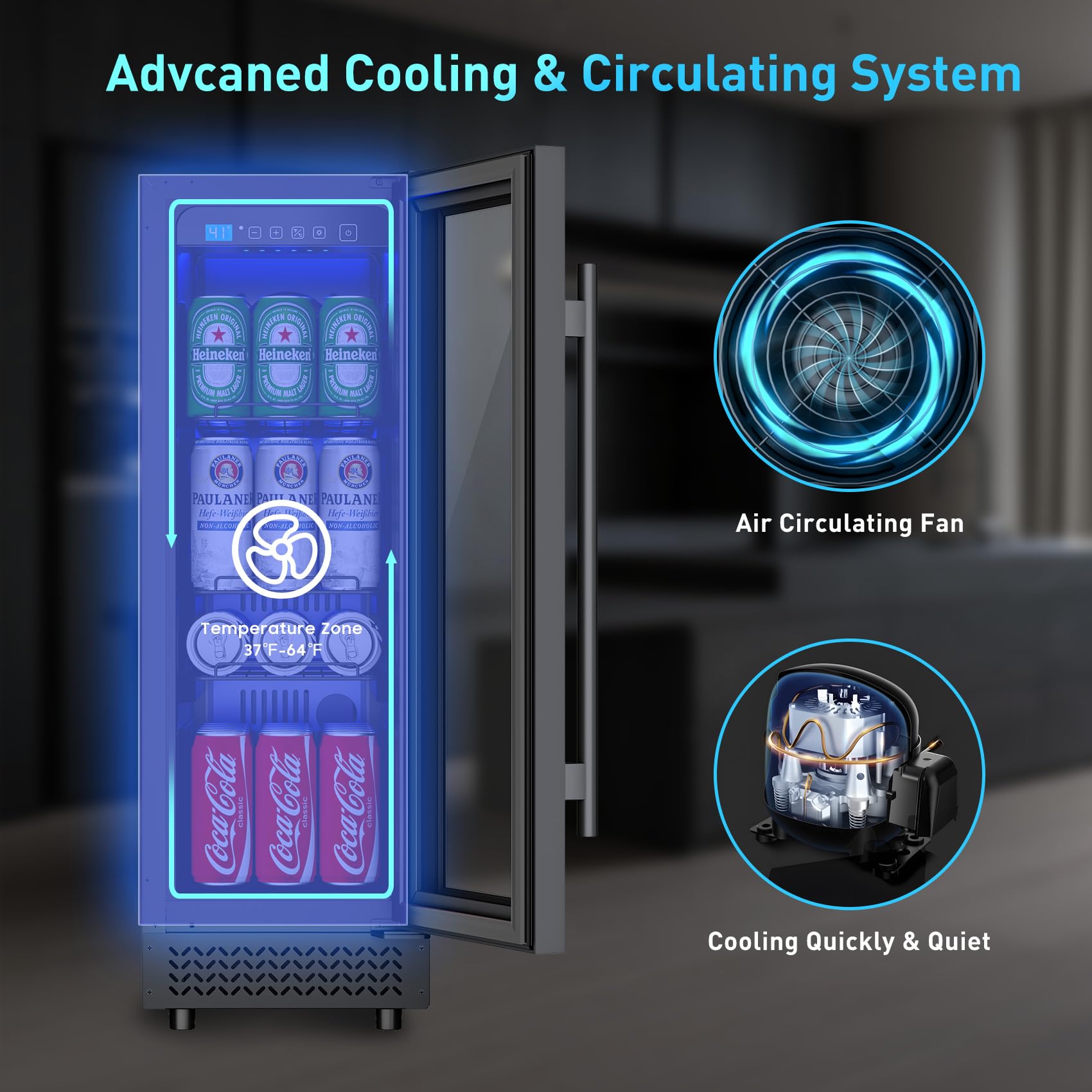 Vushine 60 Can Beverage Refrigerator Cooler For Cubicle Under Desk/Counter Office Camping, 2 Cu.Ft Drink Fridge Beverage Cooler With Glass Door For Water Juices Cola Bottles on Fridge.com - View 2