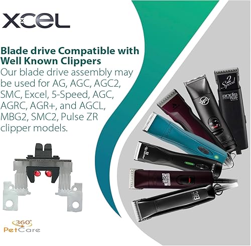 Vista 2 de XCEL Conjunto de accionamiento de hoja lubricada para Andis Clippers – Compatible con 5 velocidades, AGC, AGR, Serie BG – Paquete de 5