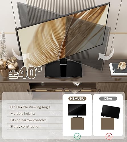 Miniatura 3 de Soporte universal giratorio para TV de 27 a 55 pulgadas con ángulo giratorio de 80 grados, base de 4 niveles de altura ajustable, base de vidrio