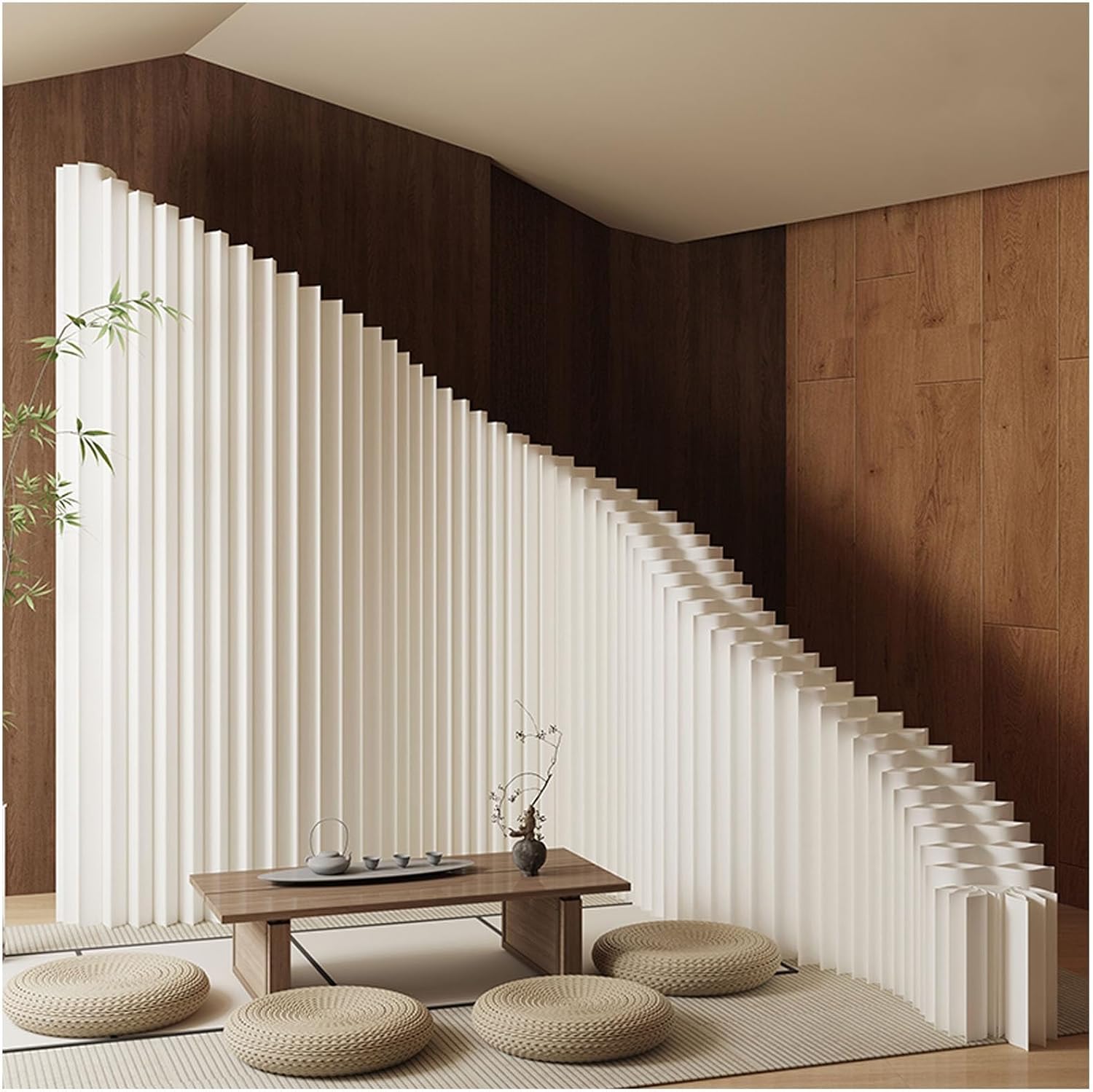Folding Room Divider Panel, Portable Decorative Partition Room Dividers and Folding Privacy Screens, Temporary Portable Fake Wall Divider Retractable for Home/Office/Clothing Store