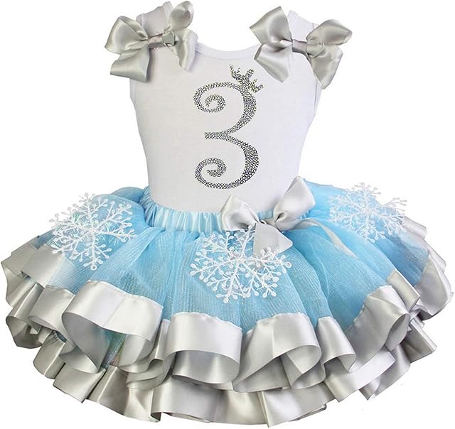 Kirei Sui Fantasia de princesa de tutu de cetim com flocos de neve e prata azul