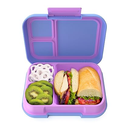 Bentgo Pop - Leak-Proof Lunch Box & Removable Divider for Ages 8+ & Teens - Lunch Container Holds 5 Cups of Food; 3-4 Compartments; Microwave/Dishwasher Safe; 2 Year Warranty (Periwinkle/Pink)