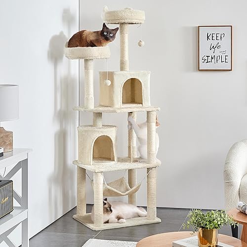 Miniatura 2 de Yaheetech Torre para gatos, árbol de gato de 70.5 pulgadas de alto para gatos de interior, árbol de escalada para gatos de varios niveles con