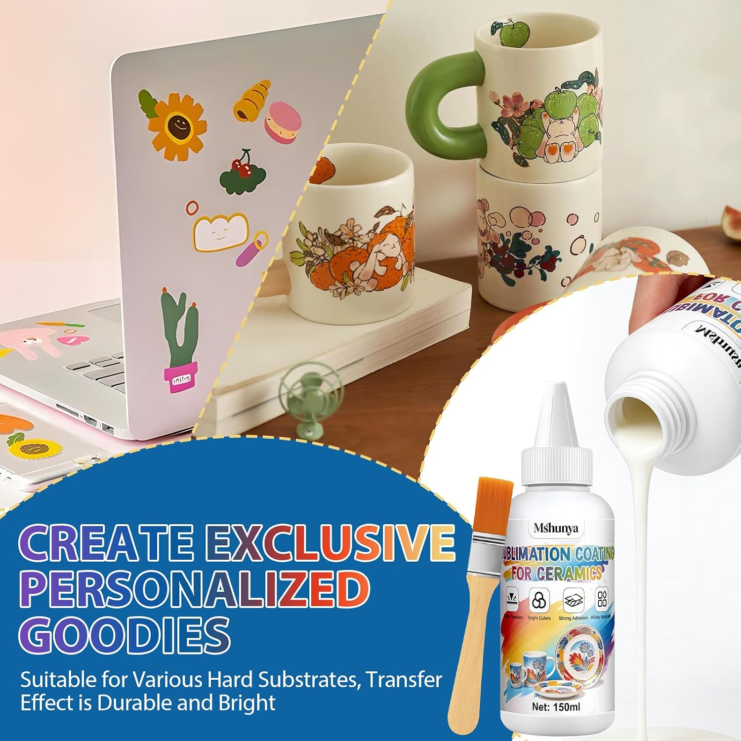 Sublimation Coating for Ceramic, High Adhesion, Vibrant and Rich Color 5 Oz