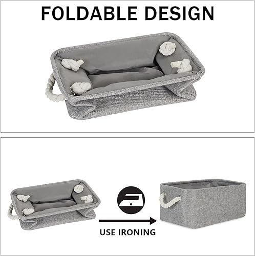 Vista 80 de Bidtakay Canastas pequeñas de almacenamiento de lona con asas [6 unidades] Contenedores de almacenamiento de tela azul marino de 11.8 x 7.8 x 5