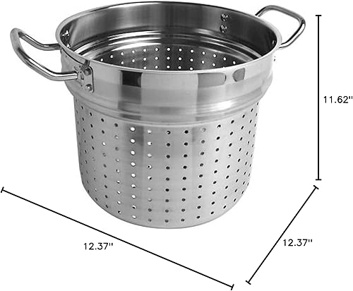 Miniatura 6 de TrueCraftware Olla de pasta de acero inoxidable de 20 cuartos de galón con tapa y base encapsulada, olla multiusos para pasta, vaporera, multiollas,