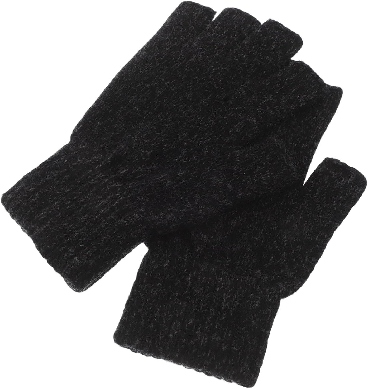 SUPVOX Men's Winter Fingerless Yarn Gloves for Cold Weather, Thermal Insulation and Windproof Design, for Cycling and Driving, 1 Pair of Warm Outdoor Gloves