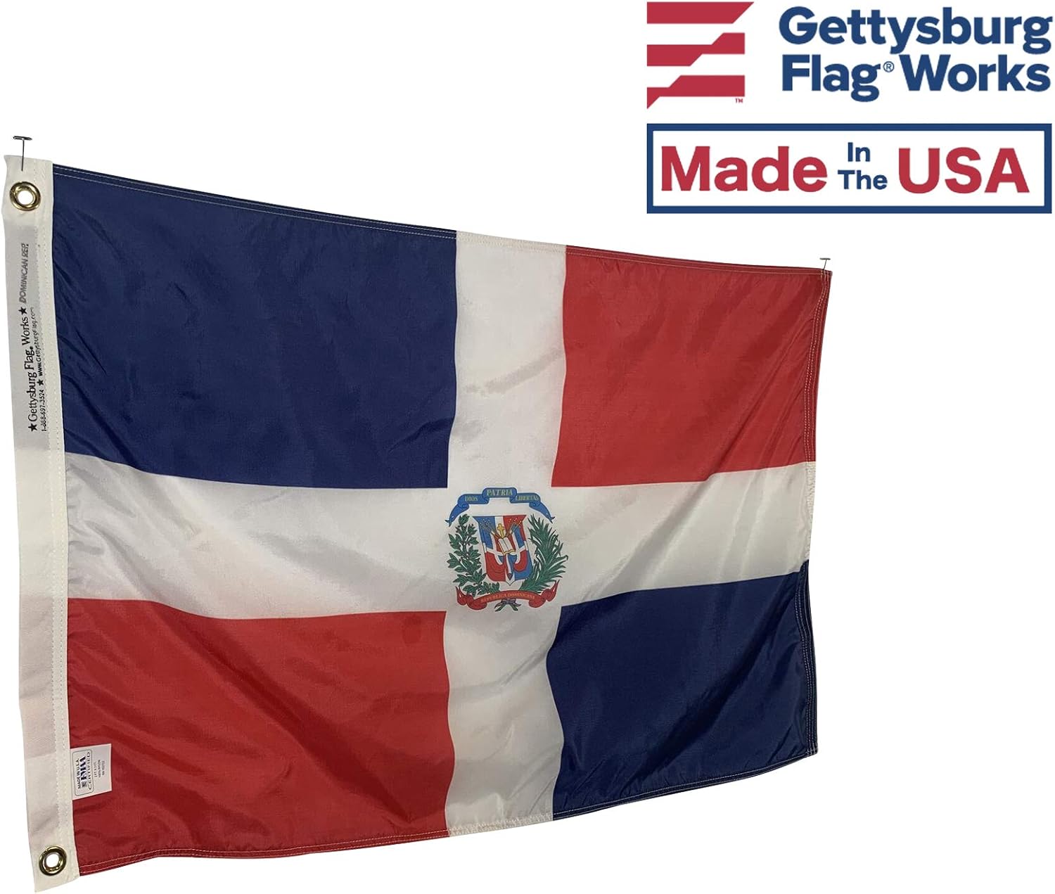 2x3' Dominican Republic Flag - All Weather Nylon & Reinforced Fly End Stitching - Made in USA