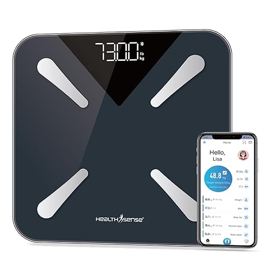 HealthSense Bluetooth BMI Weight Machine for Body Weight, Digital Body