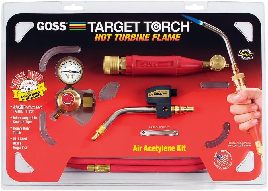 Goss KX-20B Soldering Brazing Torch Kit for "B" Acetylene Tanks Includes GA-14L Ignitor Tip with Turbine Flame