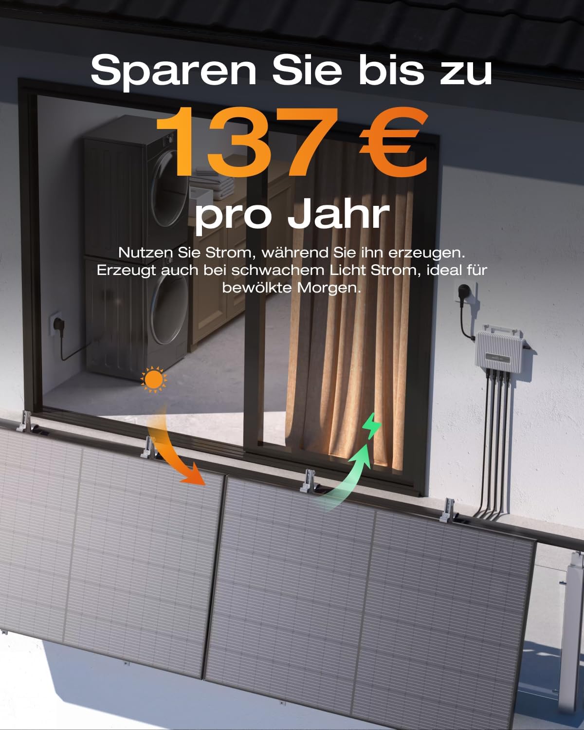 Powerness® EcoFlow Stream Mikro-Wechselrichter 800W, Intelligenter WLAN-Solarwechselrichter für Balkonkraftwerke, für 2 Solarpanels, IP67 wasserdicht, MPPT-Technologie, App-gesteuert (0% MwSt)