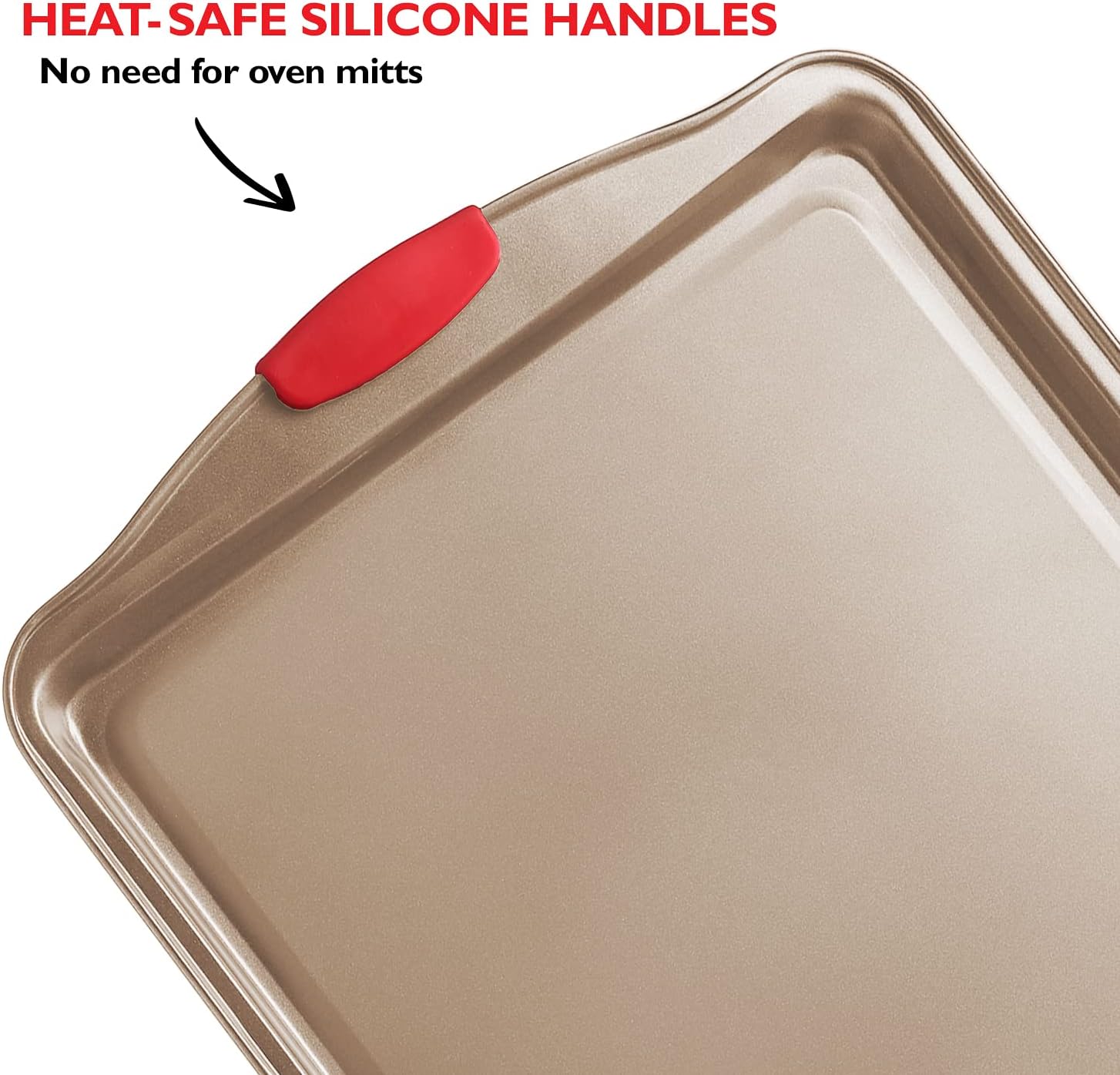 Eatex Baking Sheet, 8PC Cookie Sheet Set with Silicone Handles, Nonstick Steel Baking Pan, Durable Baking Sheets for Oven, BPA Free Baking Pans Set, Cookie Sheets for Baking Set – Brown Bakeware