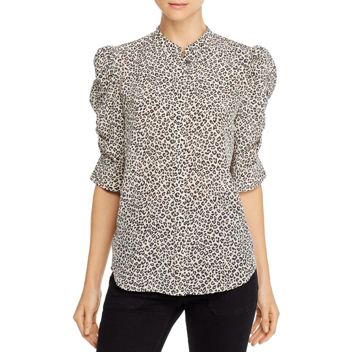 Buy FRAME Women's Shirred Sleeve Button Up Shirt, Caramel Multi, XX-Small  at Amazon.in