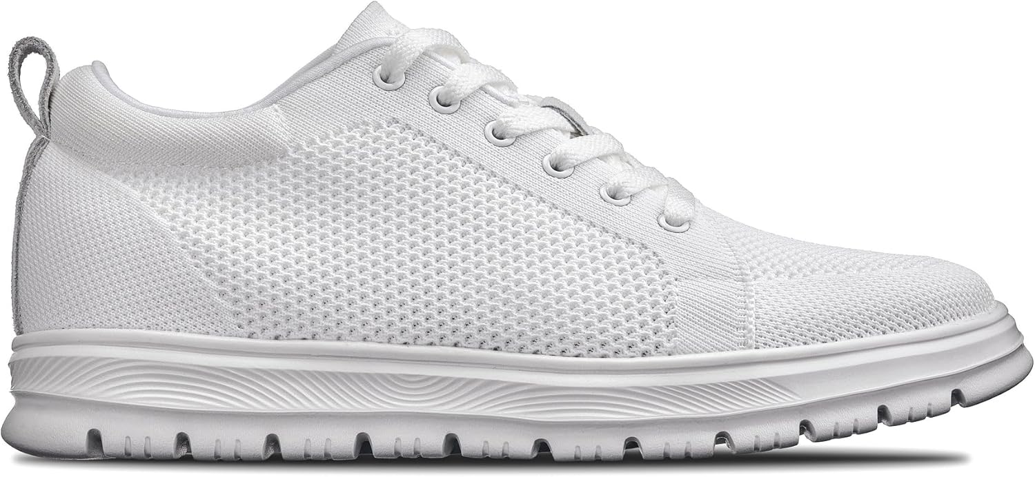 CALTO Men's Invisible Height Increasing Elevator Casual Shoes - White/White Sole Light-Weight Lace-up Knitted Casual Sporty Sneakers - 2.4 Inches Taller - X2321 - Size 8 D(M) US - Image 4