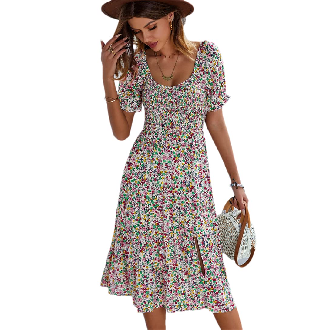 Robe d'été taille haute fluide et légère imprimé floral L - 8