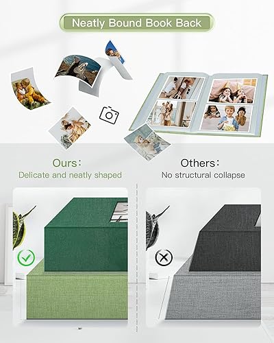 Vista 184 de popotop Álbum de fotos de 4 x 6 – 100 fotos libros con 100 bolsillos verticales, álbumes de cubierta de lino para familia, boda, aniversario, fotos