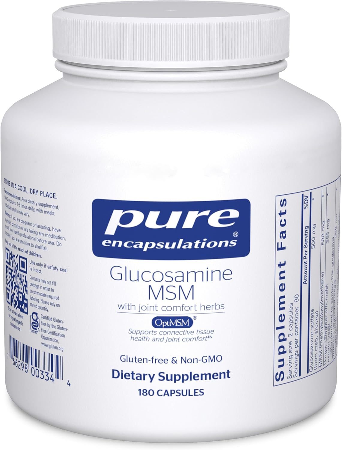 Pure Encapsulations Glucosamine MSM, 180 Capsules