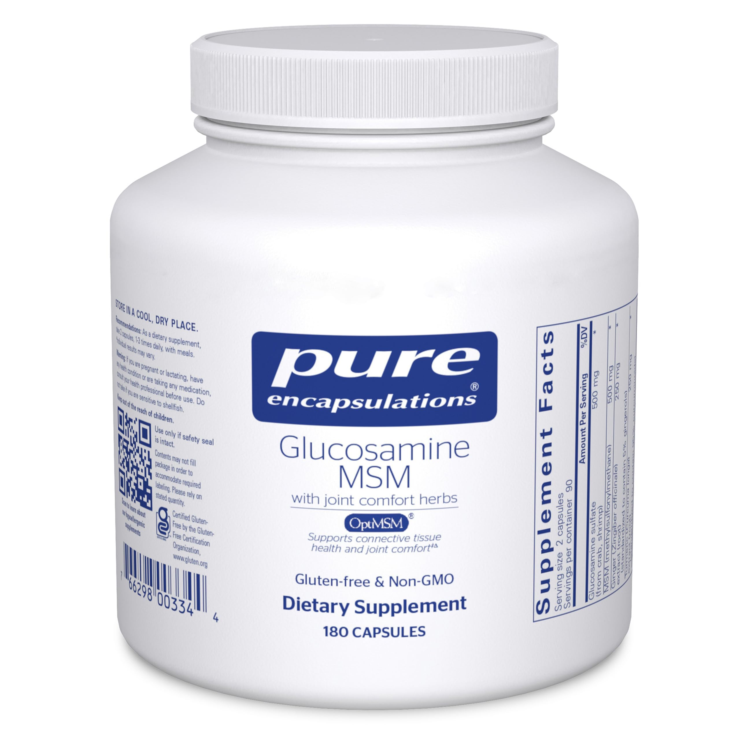Pure Encapsulations Glucosamine MSM, 180 Capsules 180 Count (Pack of 1)